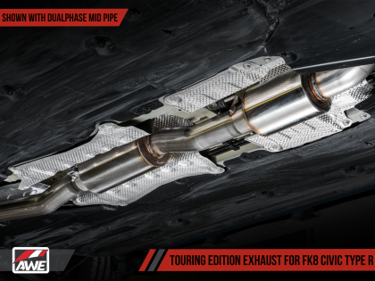 AWE Touring Edition Exhaust for FK8 Civic Type R (includes Front Pipe and DualPhase Mid Pipe) - Triple Diamond Black Tips