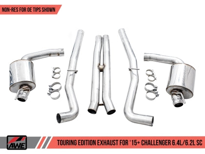 AWE Touring Edition Exhaust for 15+ Challenger 6.4 / 6.2 SC - Non-Resonated - Stock Tips