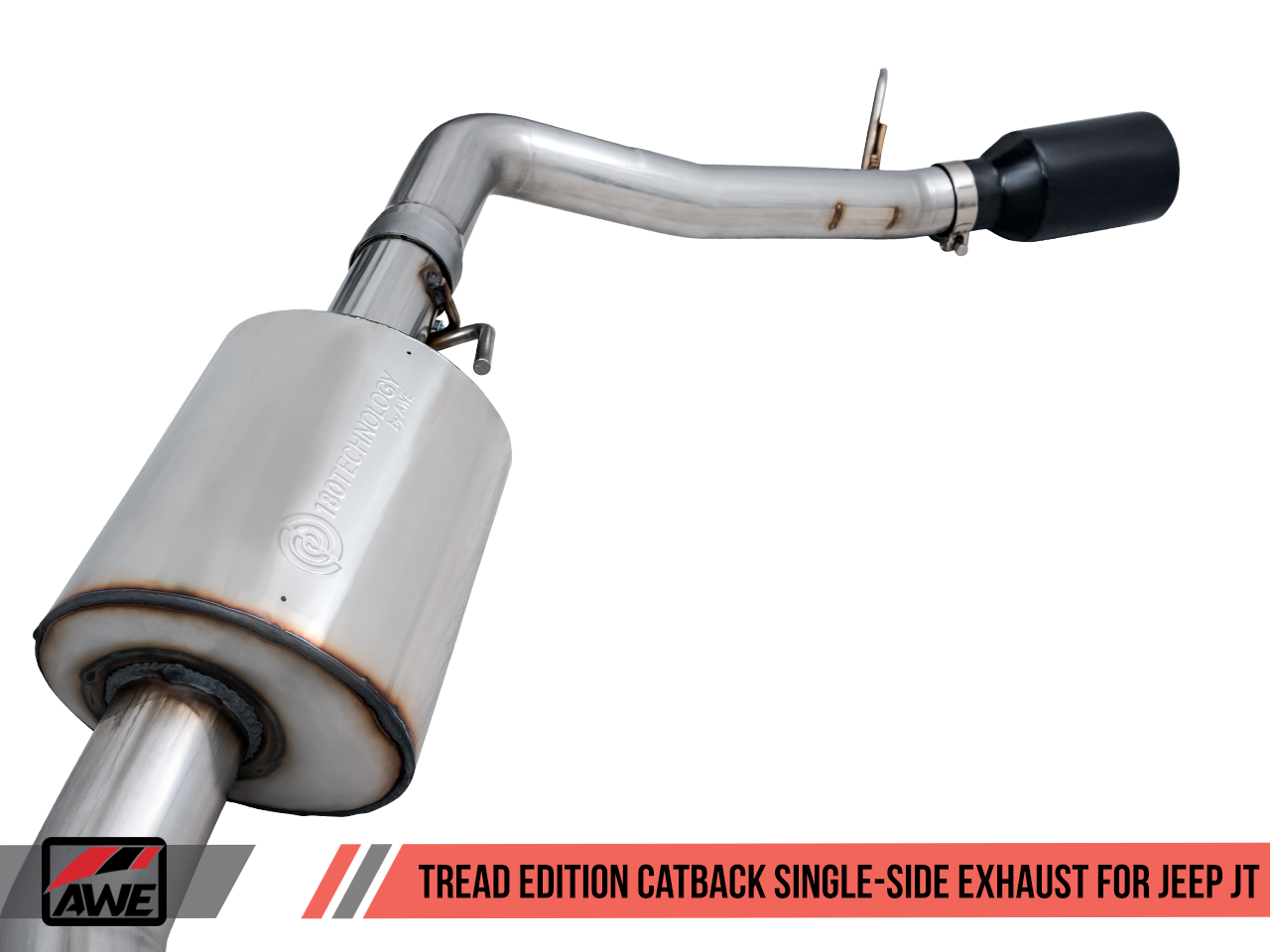 AWE Tread Edition Catback Single-Side Exhaust for Jeep JT 3.6L - Diamond Black Tip