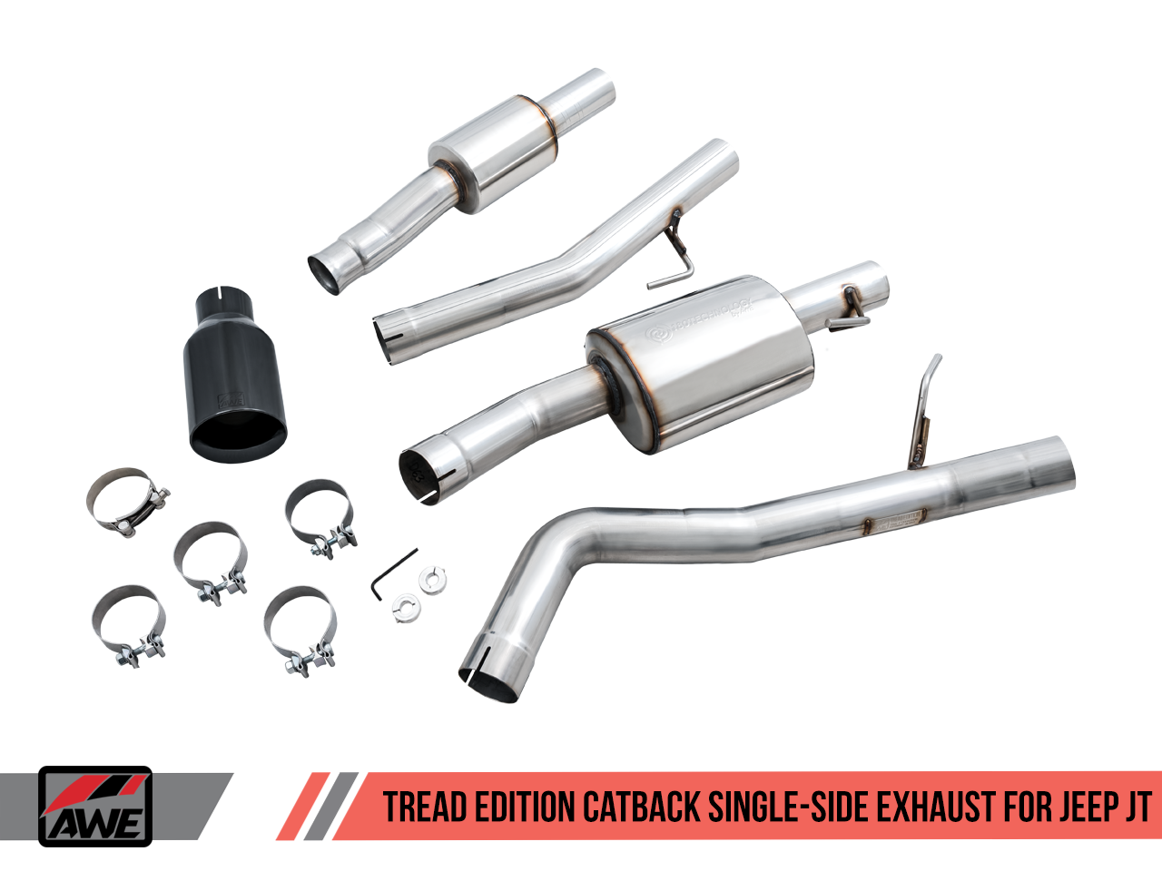 AWE Tread Edition Catback Single-Side Exhaust for Jeep JT 3.6L - Diamond Black Tip