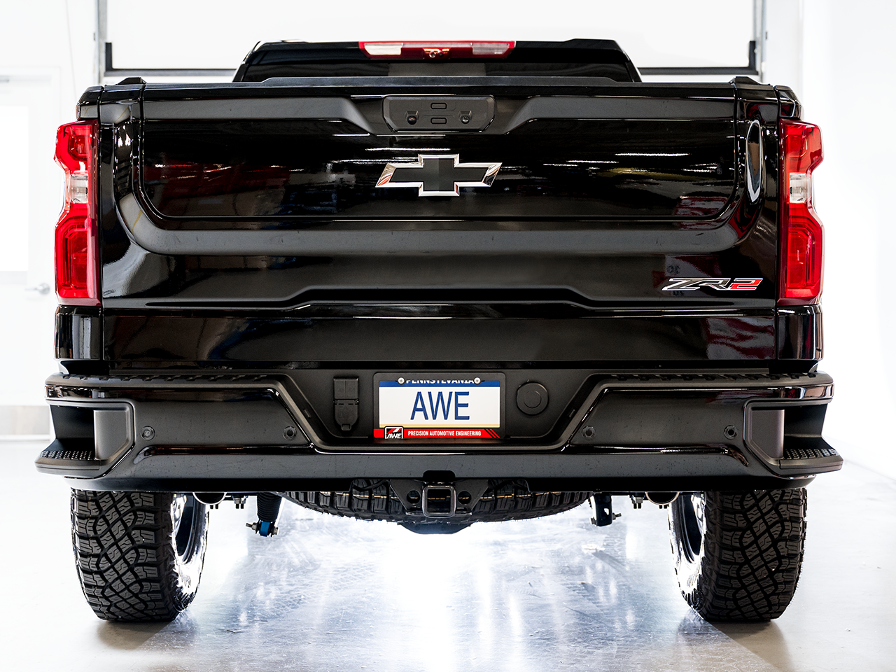 AWE 0FG Catback Exhaust for Silverado ZR2/Sierra AT4X - Dual Bashguard (no tips)
