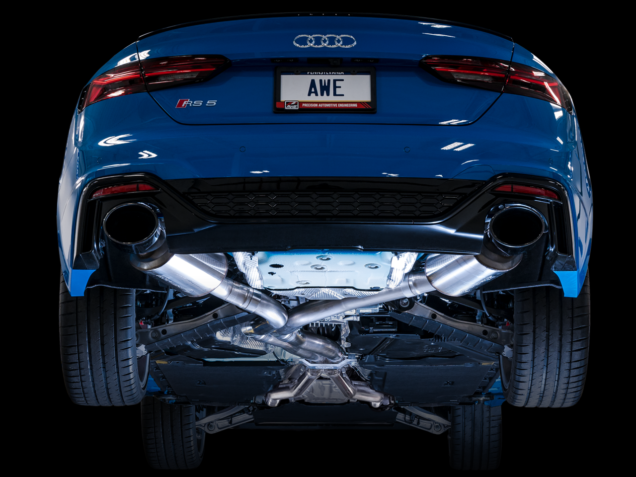 AWE Touring Edition Exhaust for Audi B9.5 RS 5 Coupe - Non-Resonated - Diamond Black RS-style Tips