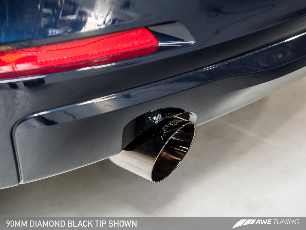 AWE Touring Edition Exhaust + Performance Mid Pipe for BMW F30 320i, Single Side - Diamond Black Tip (90mm)