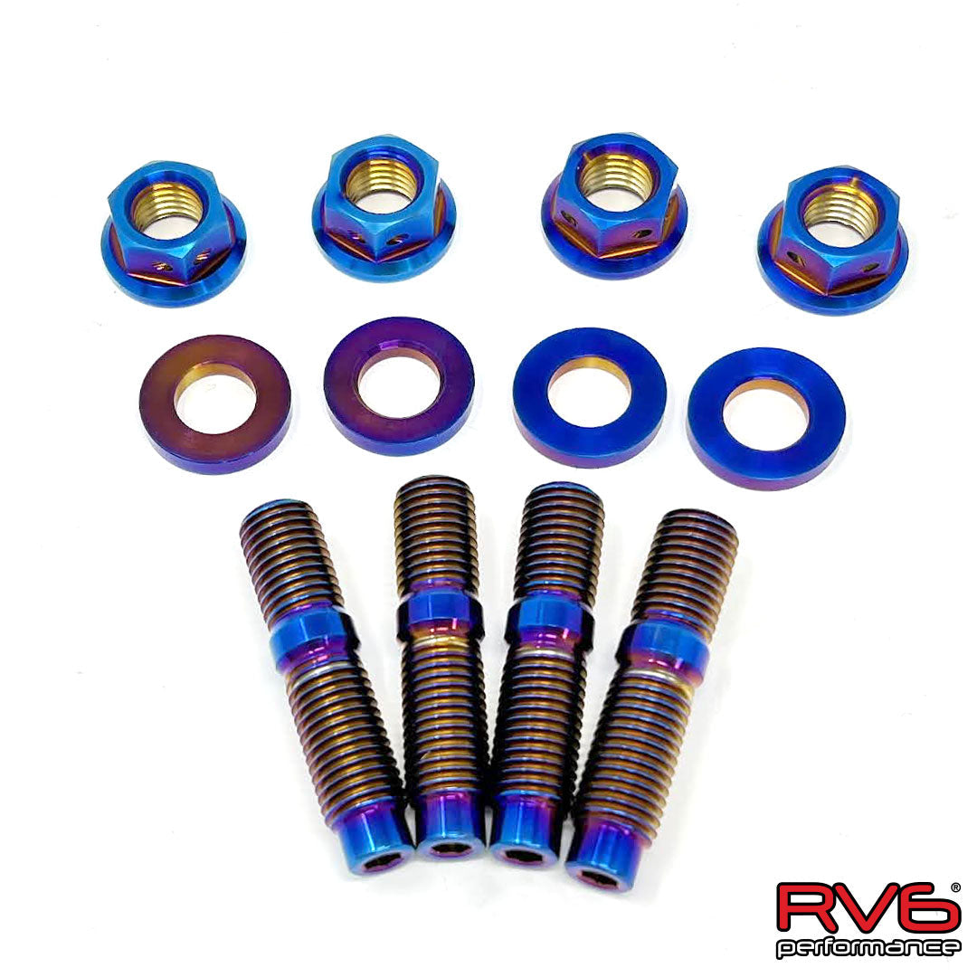 M10x1.25 Titanium Stud Set (4) with Safety Wire