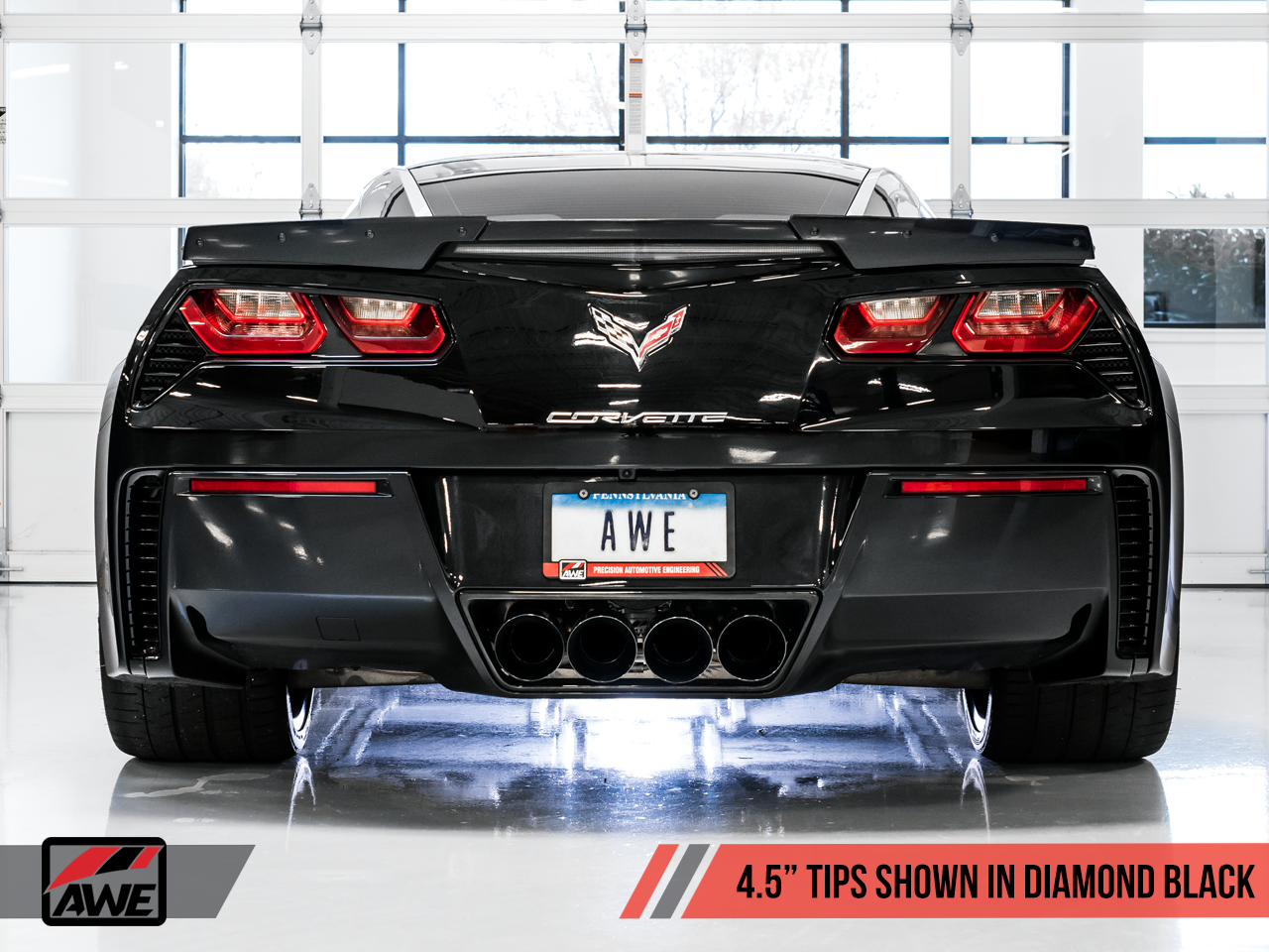AWE Touring Edition Axleback Exhaust for C7 Corvette without AFM Valves - Z06 / ZR1 / Z51 Manual 17+ / GS Manual -- Diamond Black Tips