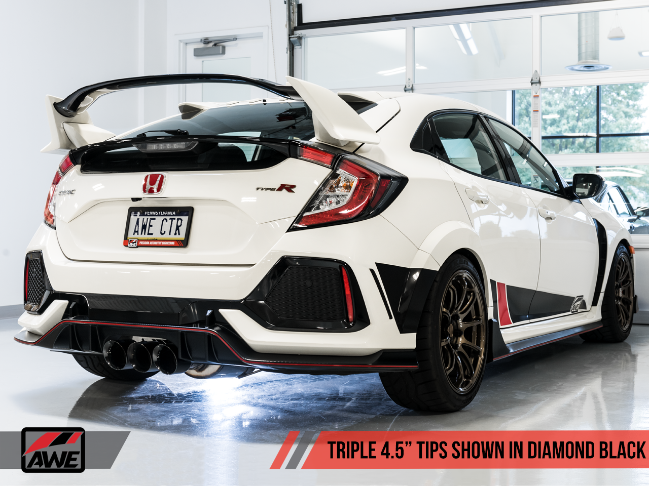 AWE Touring Edition Exhaust for FK8 Civic Type R (includes Front Pipe) - Triple Diamond Black Tips