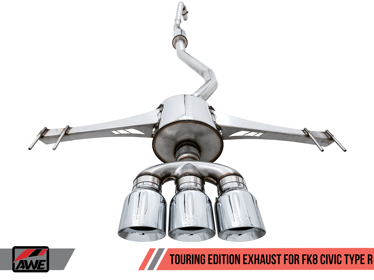AWE Touring Edition Exhaust for FK8 Civic Type R (includes Front Pipe) - Triple Chrome Silver Tips