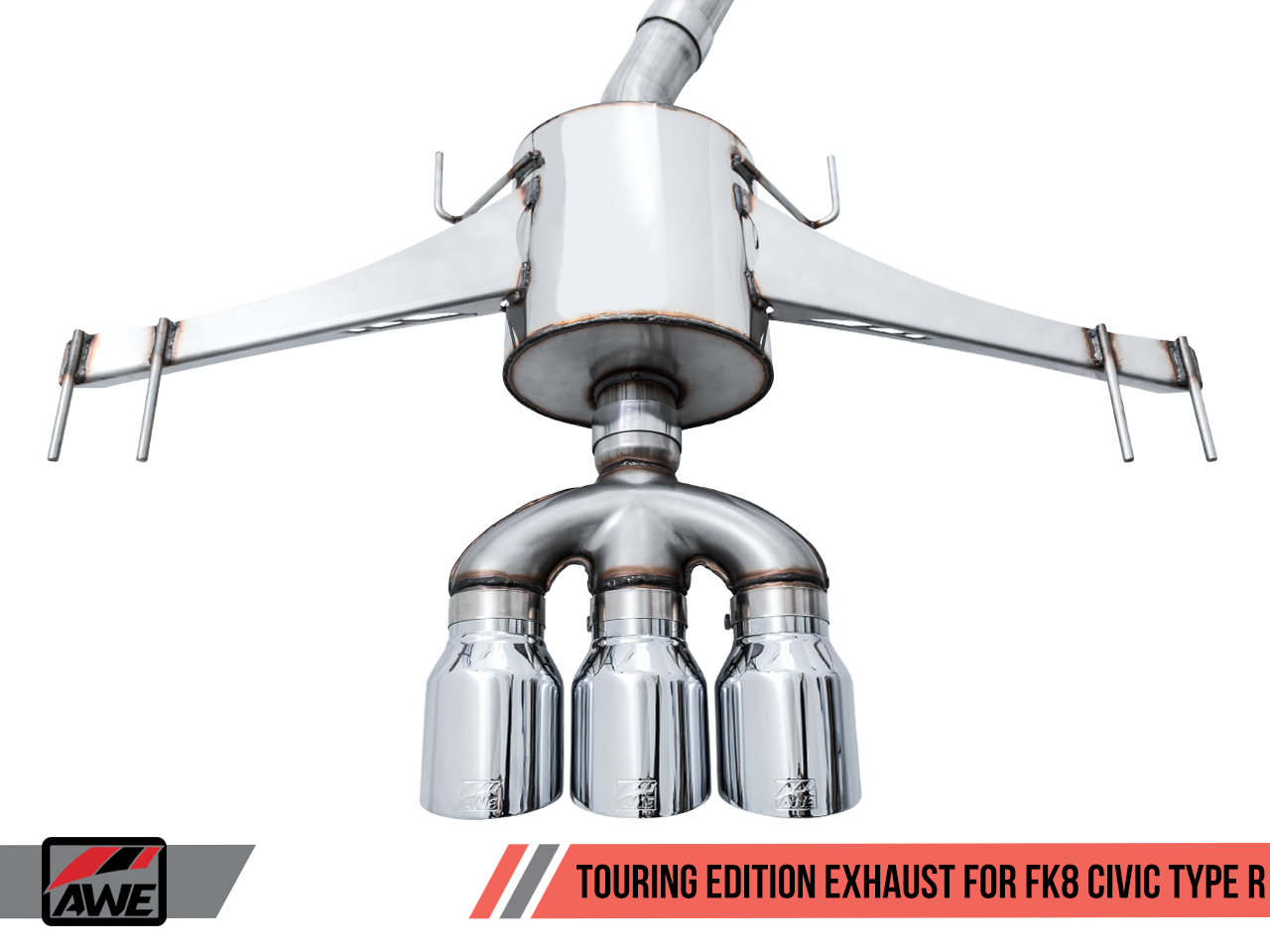 AWE Touring Edition Exhaust for FK8 Civic Type R (includes Front Pipe) - Triple Chrome Silver Tips