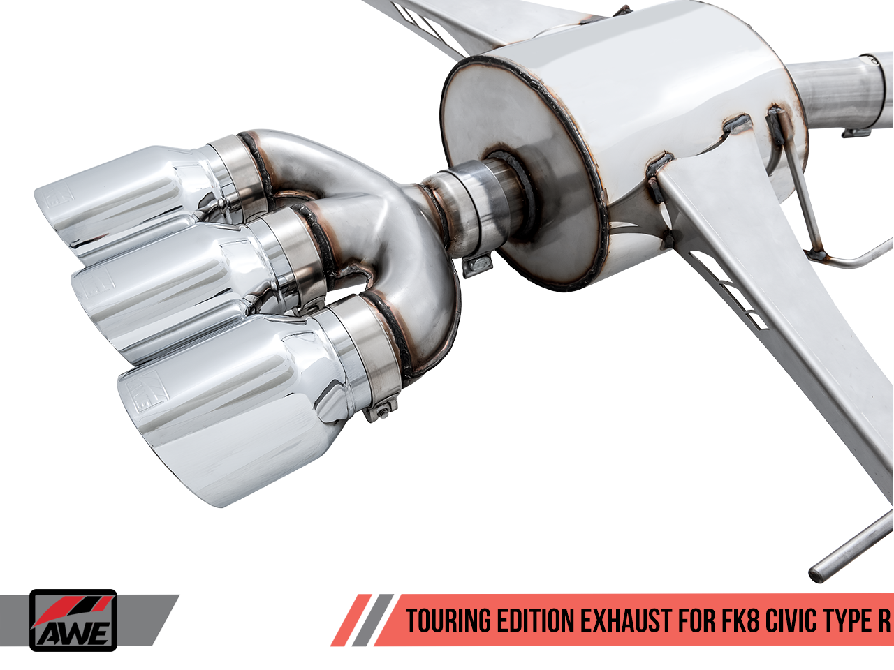AWE Touring Edition Exhaust for FK8 Civic Type R (includes Front Pipe) - Triple Chrome Silver Tips
