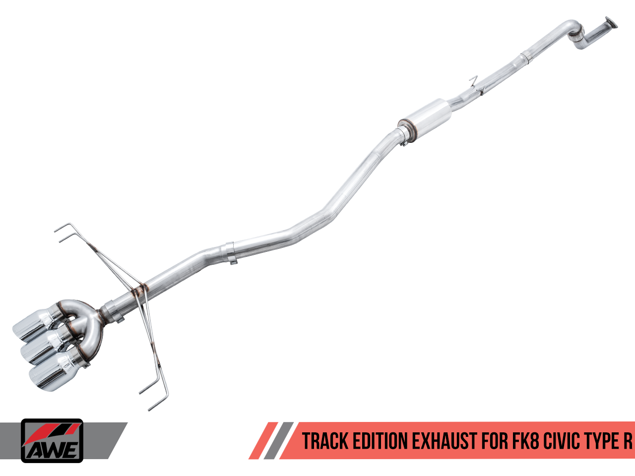 AWE Track Edition Exhaust for FK8 Civic Type R (includes Front Pipe) - Triple Chrome Silver Tips