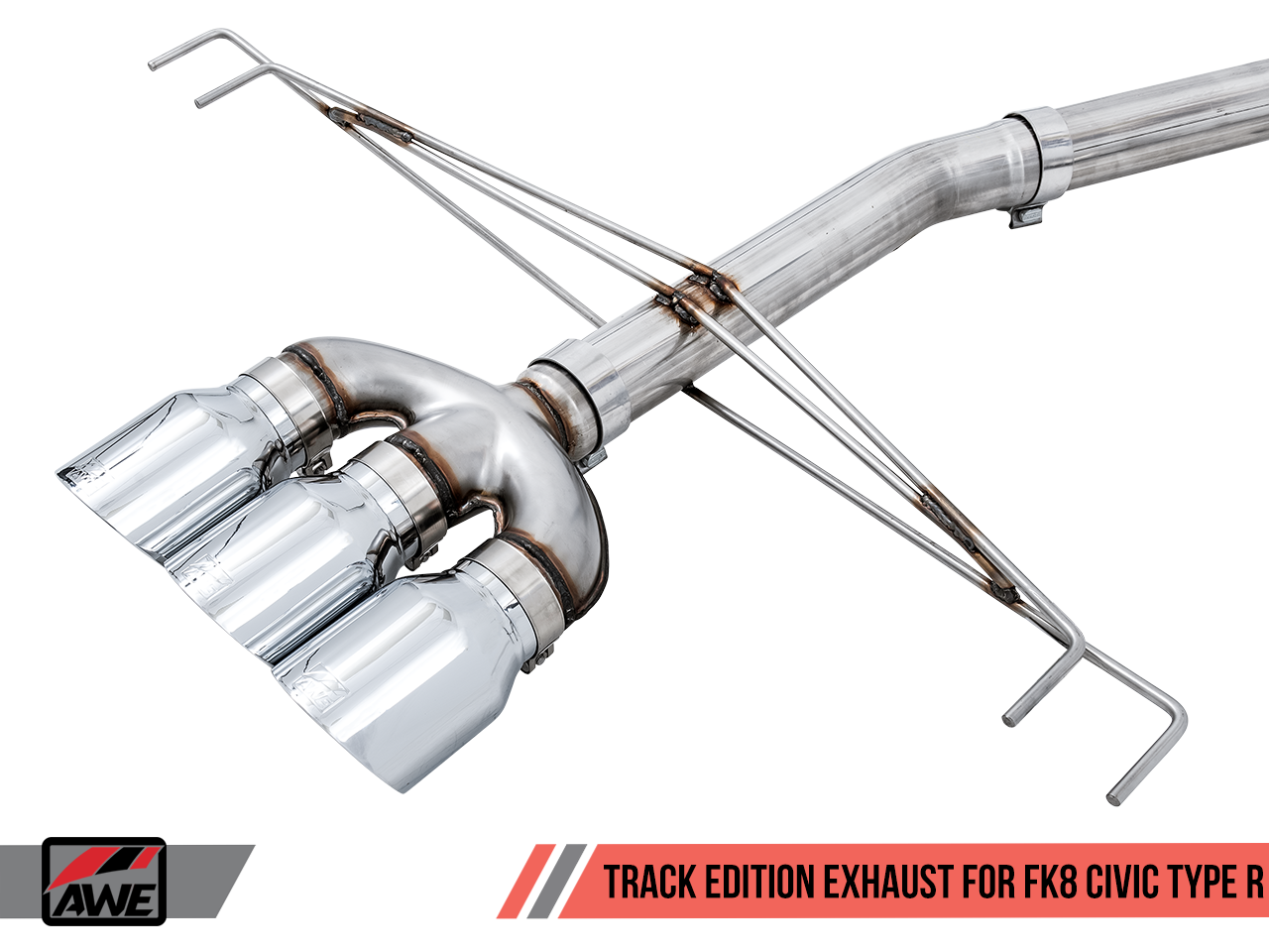 AWE Track Edition Exhaust for FK8 Civic Type R (includes Front Pipe) - Triple Chrome Silver Tips