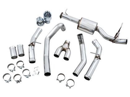 AWE 0FG Dual Rear Exit Catback Exhaust for 5th Gen RAM 1500 5.7L (with bumper cutouts) - Chrome Silver Tips