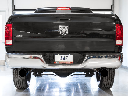 AWE 0FG Dual Rear Exit Catback Exhaust for 4th Gen RAM 1500 5.7L (without bumper cutouts) - Diamond Black Tips