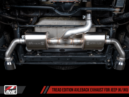 AWE Tread Edition Axleback Dual Exhaust for Jeep JK/JKU 3.6L - Chrome Silver Tips