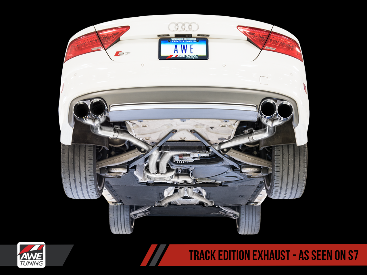 AWE Track Edition Exhaust for Audi C7 S6 4.0T - Chrome Silver Tips