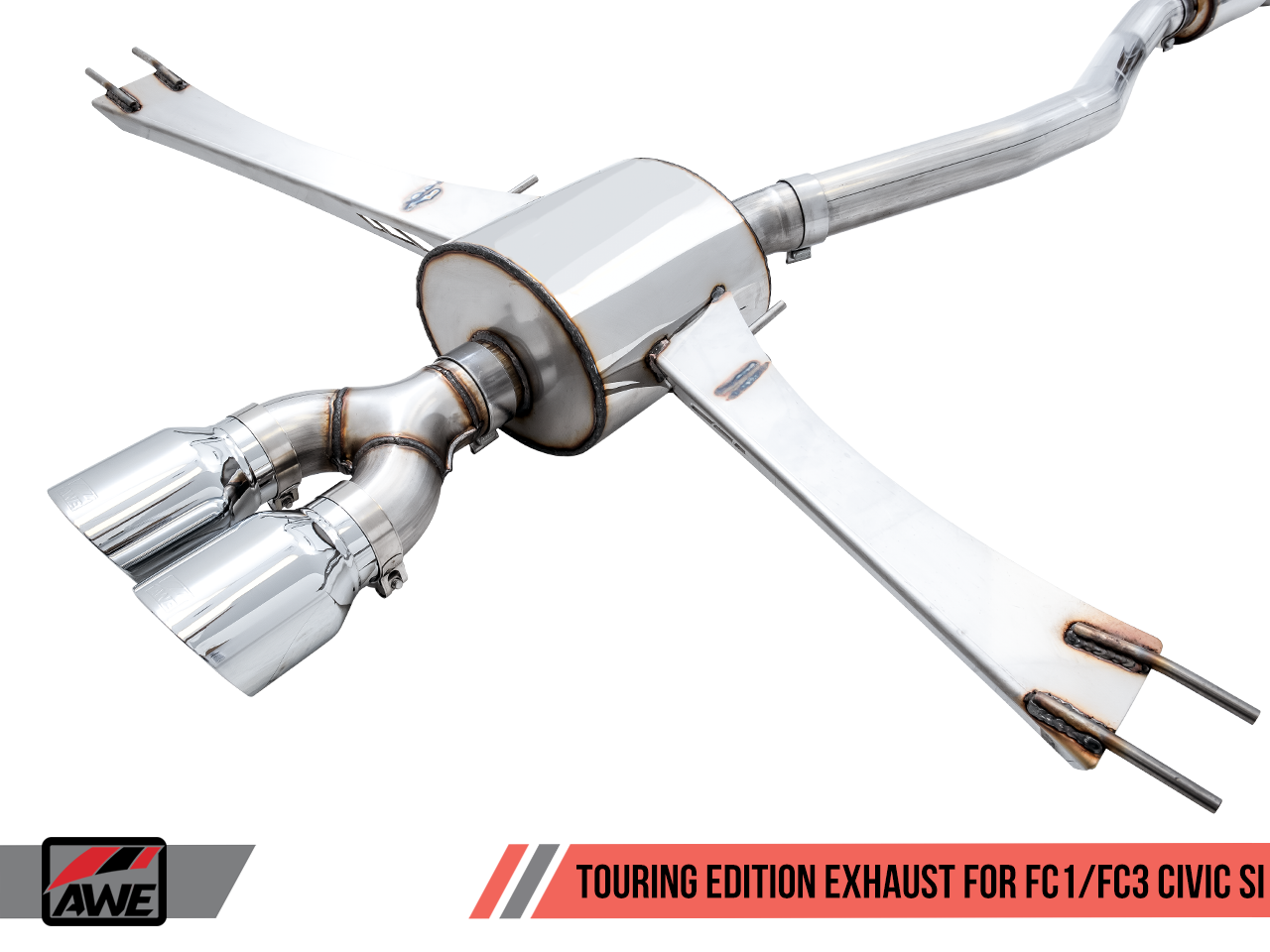 AWE Touring Edition Exhaust for 10th Gen Civic Si Coupe / Sedan (includes Front Pipe) - Dual Chrome Silver Tips
