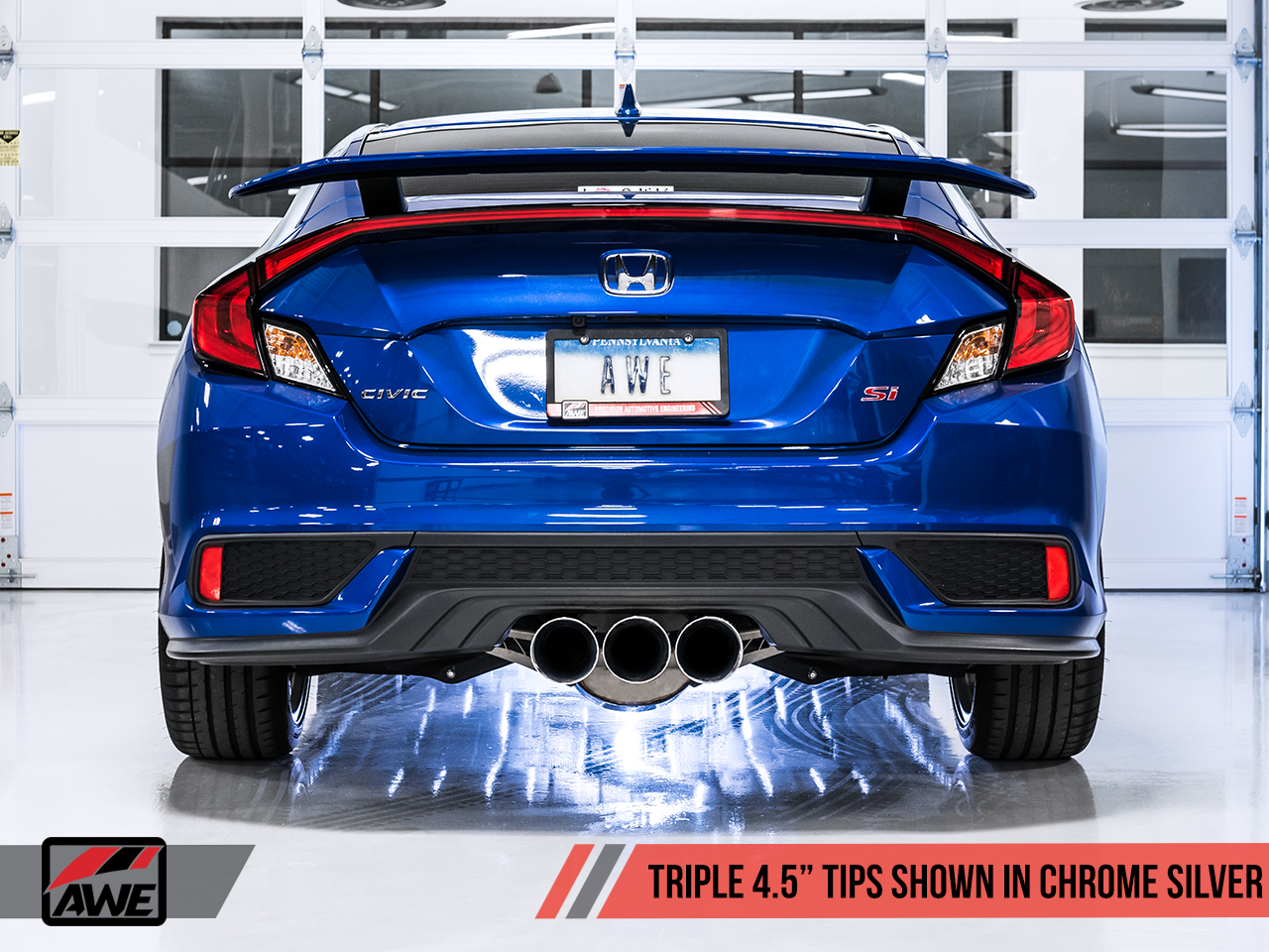 AWE Touring Edition Exhaust for 10th Gen Civic Si Coupe / Sedan (includes Front Pipe) - Triple Chrome Silver Tips