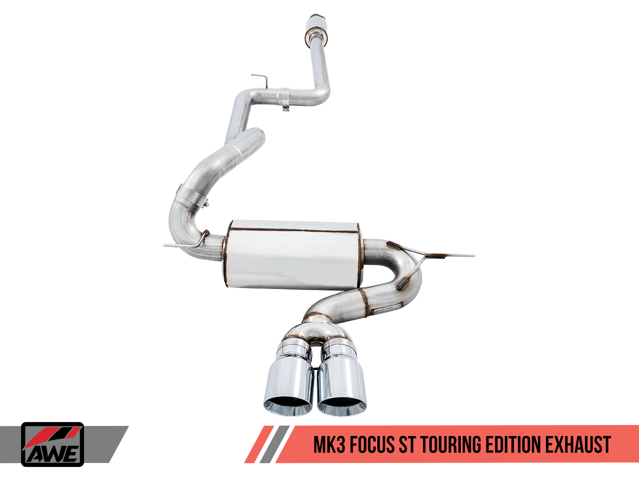 AWE Ford Focus ST Touring Edition Cat-back Exhaust - Non-Resonated - Chrome Silver Tips