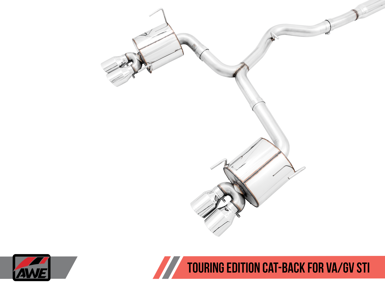 AWE Touring Edition Exhaust for VA STI / GV WRX / GV STI Sedan - Chrome Silver Quad Tips (102mm)