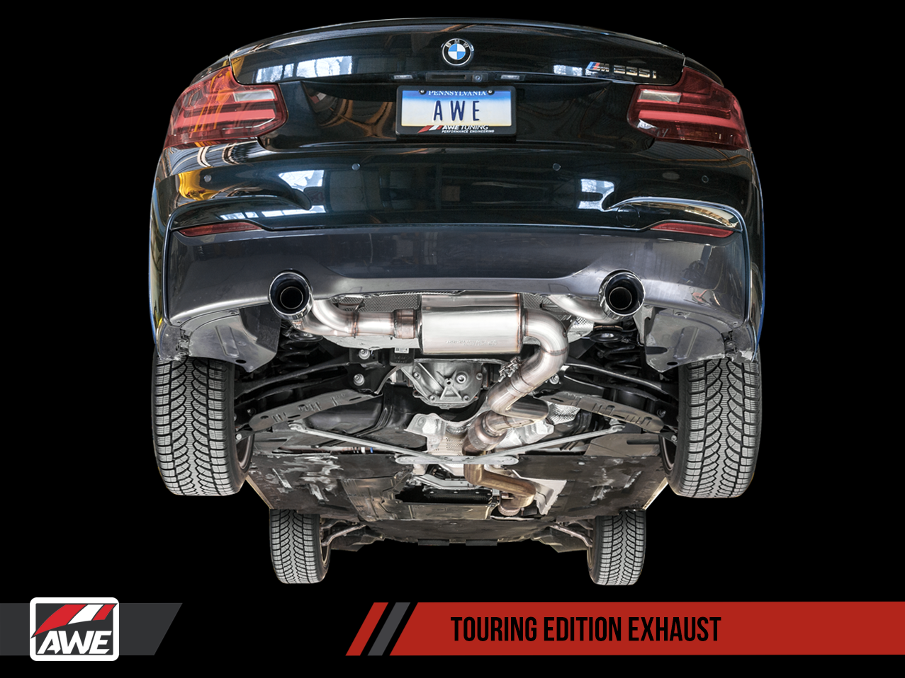 AWE Tuning BMW F22 M235i / M240i Touring Edition Axle-back Exhaust -- Chrome Silver Tips (90mm)