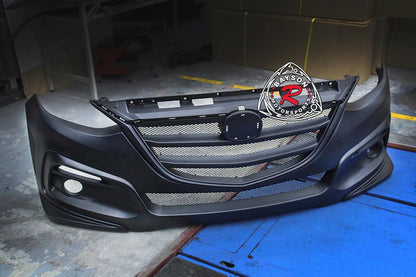 KS Style Front Bumper With Grille For 2014-2016 Mazda-3 (4Dr/5Dr Hatchback)
