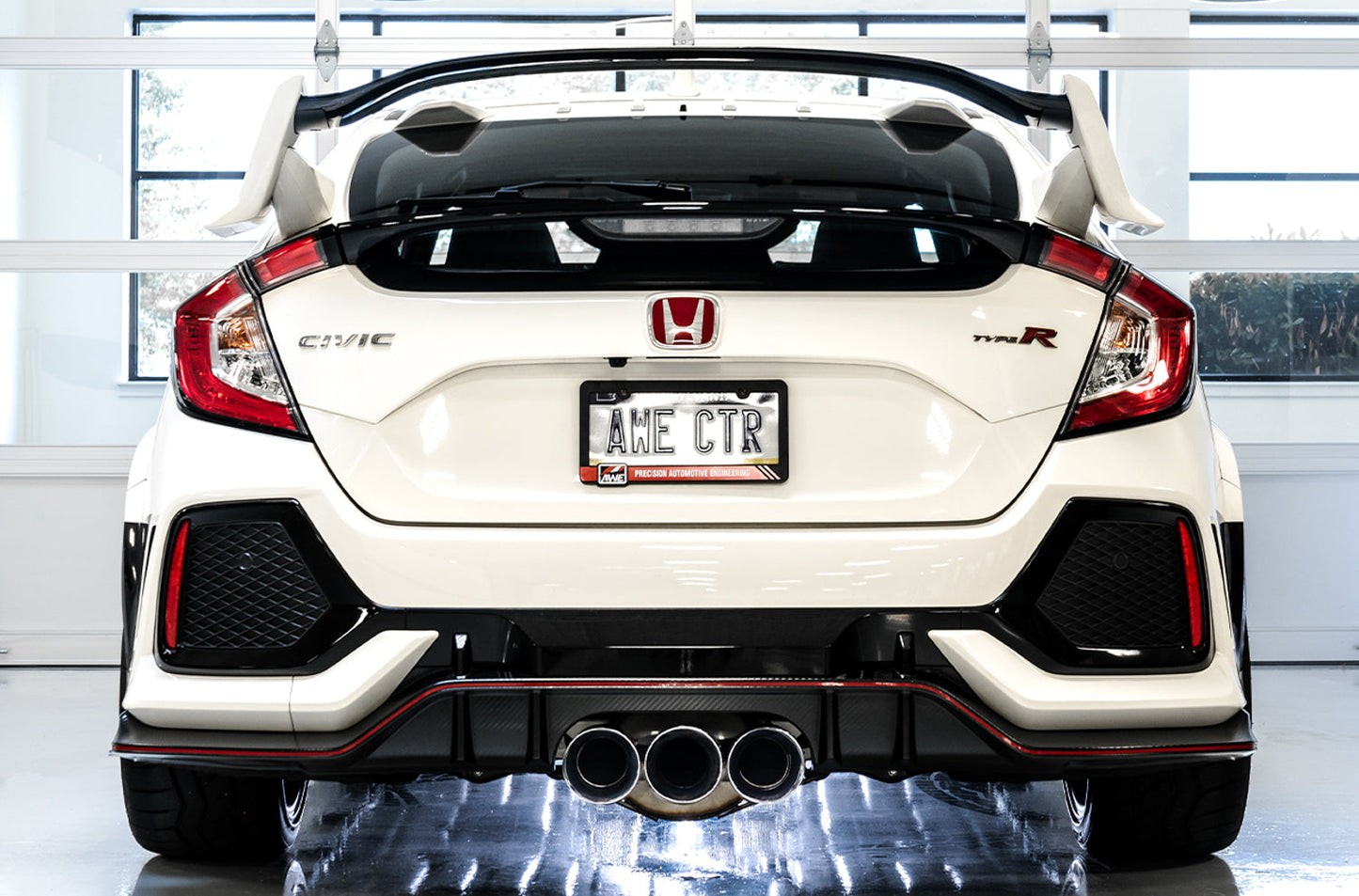 AWE Touring Edition Exhaust for FK8 Civic Type R (includes Front Pipe and DualPhase Mid Pipe) - Triple Chrome Silver Tips