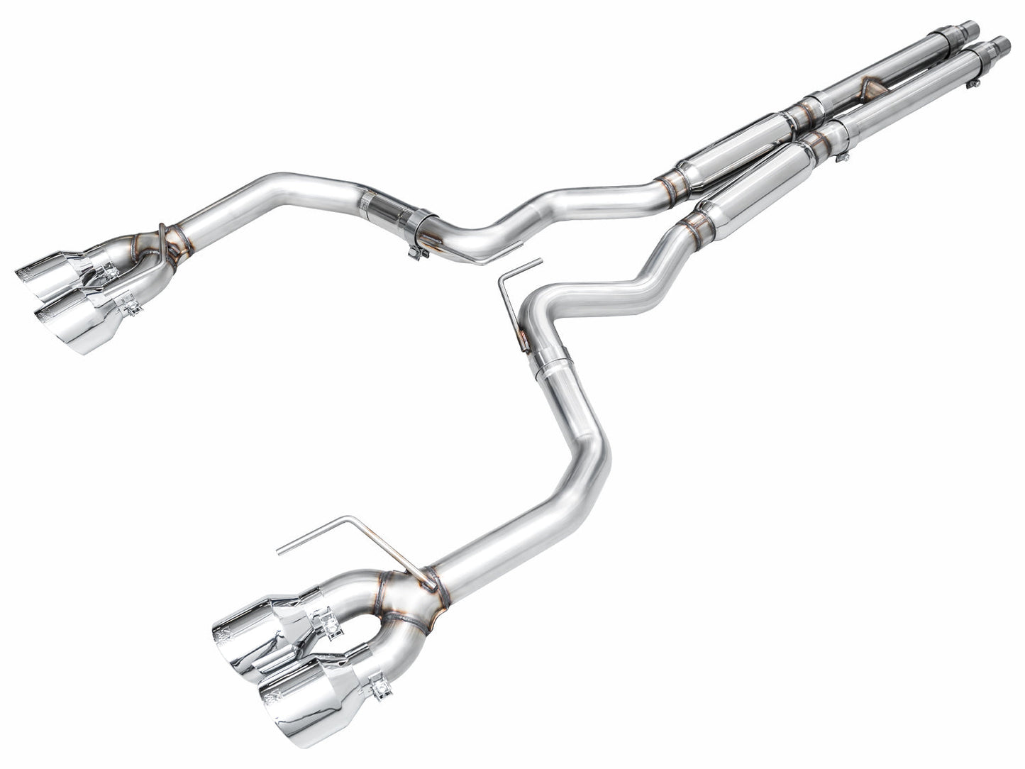 AWE Track Edition Exhaust for S650 Ford Mustang Dark Horse - Quad Chrome Silver Tips