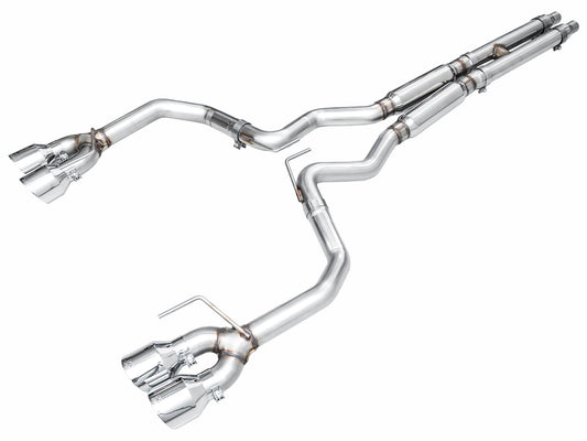 AWE Track Edition Exhaust for S650 Ford Mustang Dark Horse - Quad Chrome Silver Tips