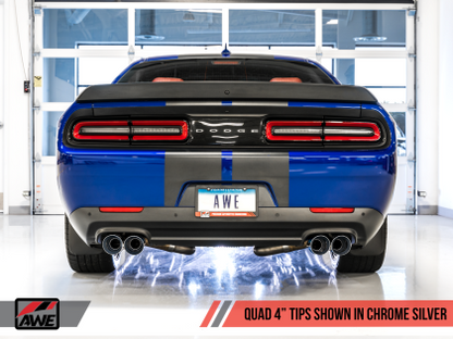 AWE Touring Edition Exhaust for 17+ Challenger 5.7 - Non-Resonated - Chrome Silver Quad Tips
