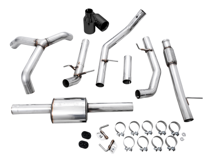 AWE 0FG Catback Split Rear Exit Exhaust for 4th Gen Silverado/Sierra 1500 5.3L (Flat Bumper) - Dual Diamond Black Tips