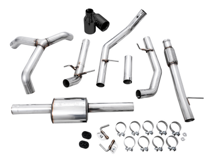 AWE 0FG Catback Split Rear Exit Exhaust for 4th Gen Silverado/Sierra 1500 5.3L (Flat Bumper) - Dual Diamond Black Tips