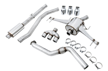 AWE Touring Edition Exhaust for FK8 Civic Type R (includes Front Pipe and DualPhase Mid Pipe) - Triple Chrome Silver Tips