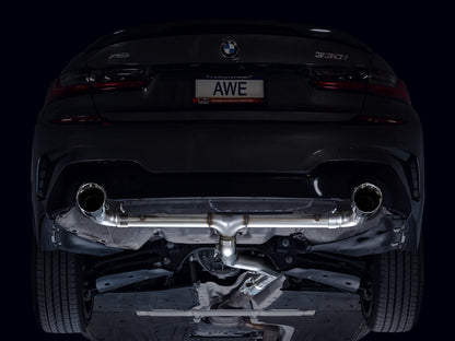 AWE Track Edition Axleback Exhaust for BMW G2X 330i/430i - Chrome Silver