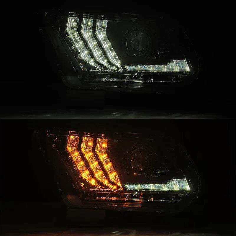 AlphaRex (LUXX-Series) 2010-2012 Ford Mustang LED Projector Headlights - Jet Black