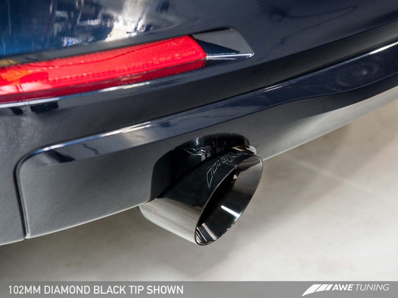 AWE Touring Edition Exhaust + Performance Mid Pipe for BMW F30 320i, Single Side - Diamond Black Tip (102mm)