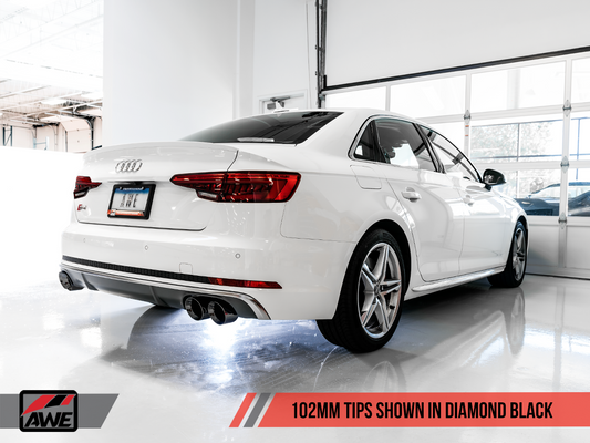 AWE Track Edition Exhaust for Audi B9 S4 - Non-Resonated - Diamond Black 102mm Tips
