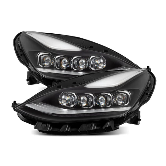 AlphaRex (NOVA-Series) 2017-2023 Tesla Model-3/2020-2024 Model-Y LED Projector Headlights - Black (4 Projectors Version)