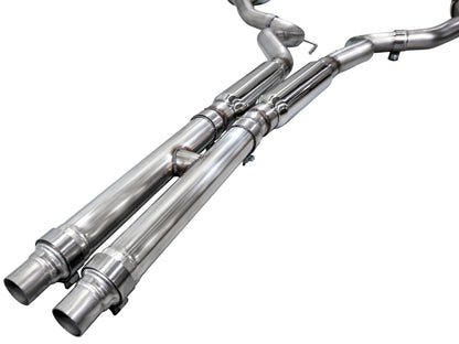 AWE Touring Edition Exhaust for S650 Ford Mustang GT Fastback - Dual Chrome Silver Tips