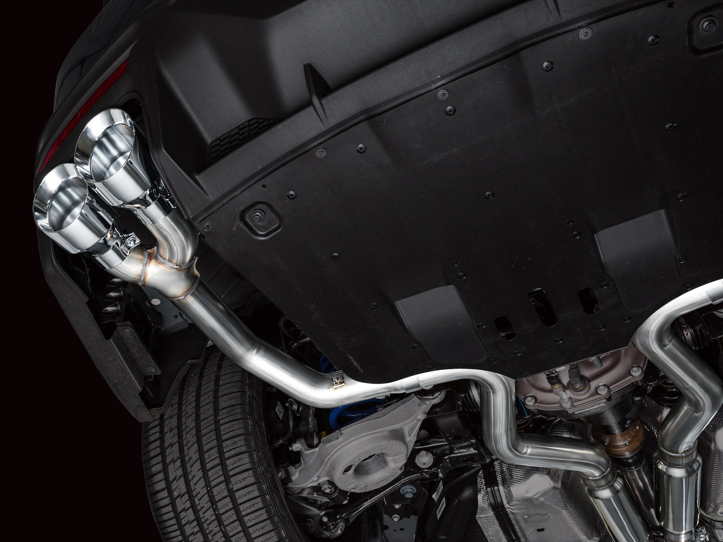 AWE Track Edition Exhaust for S650 Ford Mustang Dark Horse - Quad Chrome Silver Tips