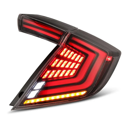 AlphaRex (NOVA-Series) 2016-2021 Honda Civic Hatchback Prismatic LED Tail Lights - Alpha-Black
