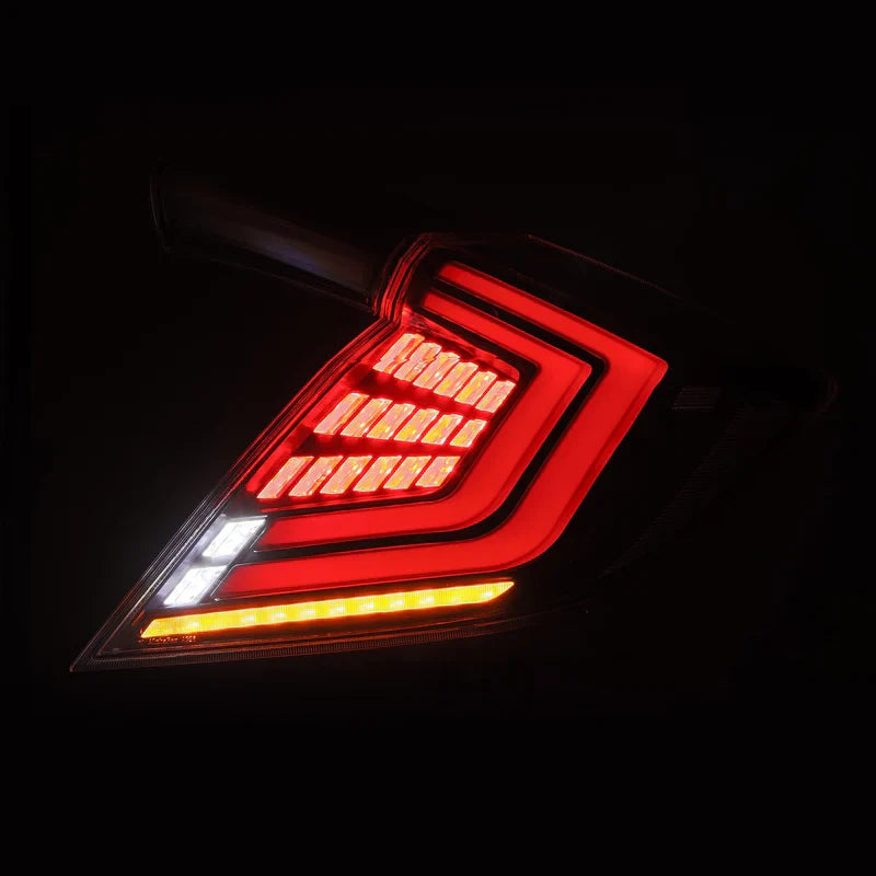 AlphaRex (NOVA-Series) 2016-2021 Honda Civic Hatchback Prismatic LED Tail Lights - Alpha-Black