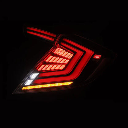 AlphaRex (NOVA-Series) 2016-2021 Honda Civic Hatchback Prismatic LED Tail Lights - Black