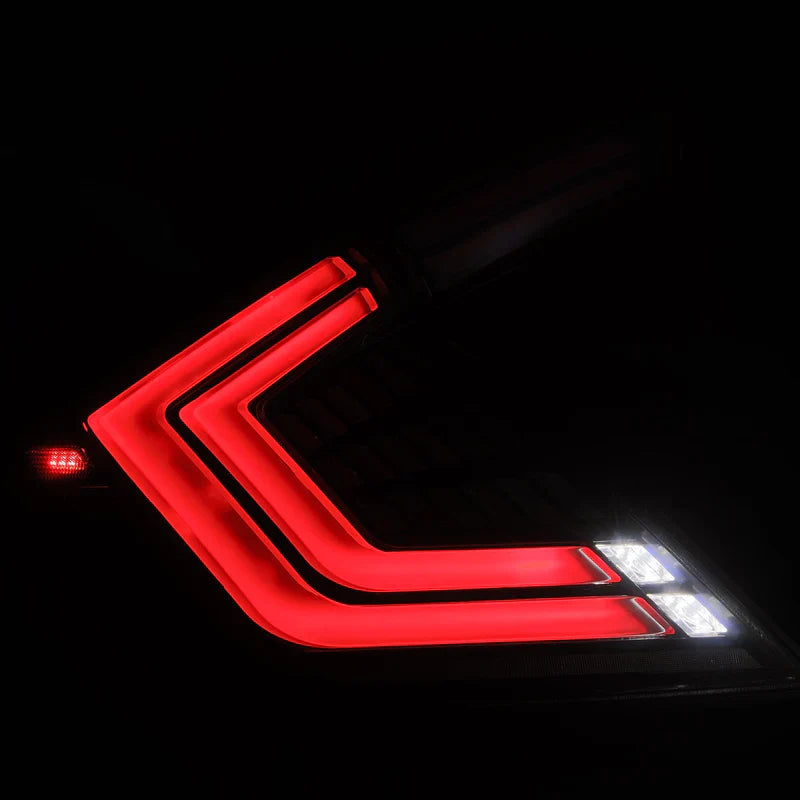 AlphaRex (NOVA-Series) 2016-2021 Honda Civic Hatchback Prismatic LED Tail Lights - Black Smoke