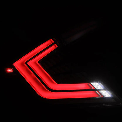 AlphaRex (NOVA-Series) 2016-2021 Honda Civic Hatchback Prismatic LED Tail Lights - Black Smoke