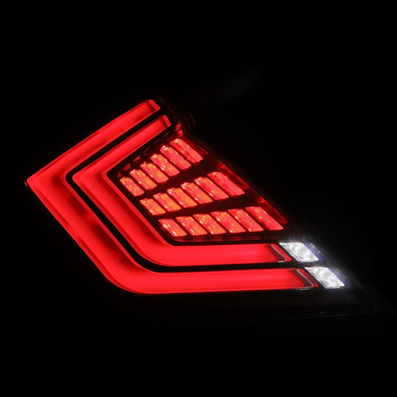 AlphaRex (NOVA-Series) 2016-2021 Honda Civic Hatchback Prismatic LED Tail Lights - Black Smoke