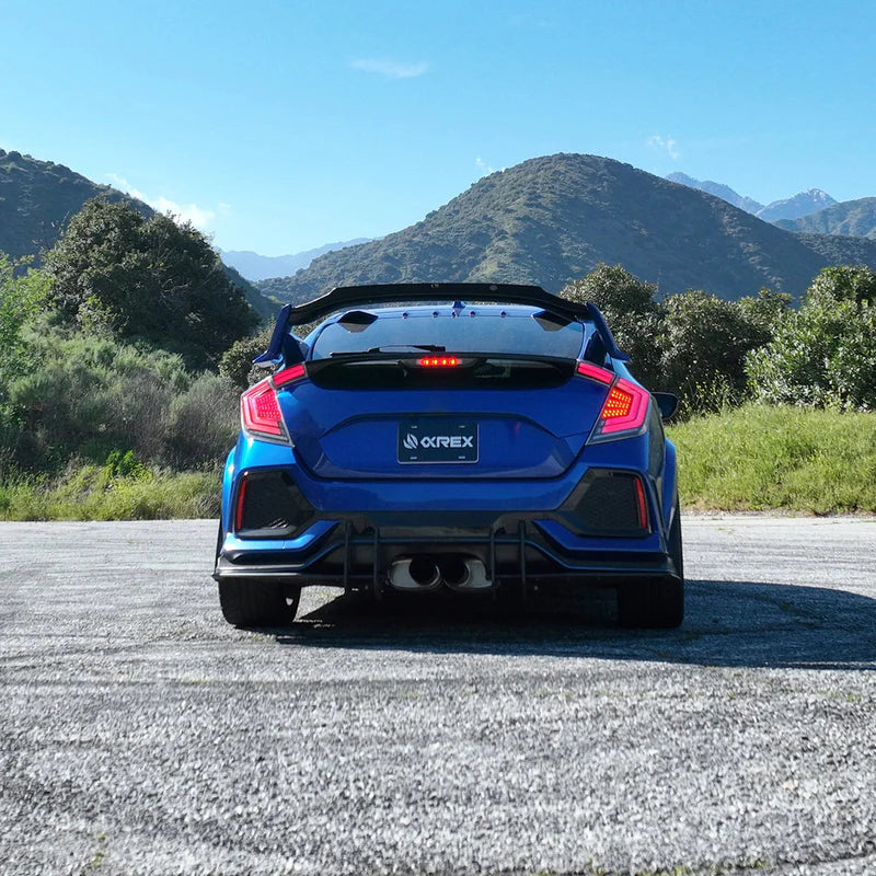 AlphaRex (NOVA-Series) 2016-2021 Honda Civic Hatchback Prismatic LED Tail Lights - Black Smoke