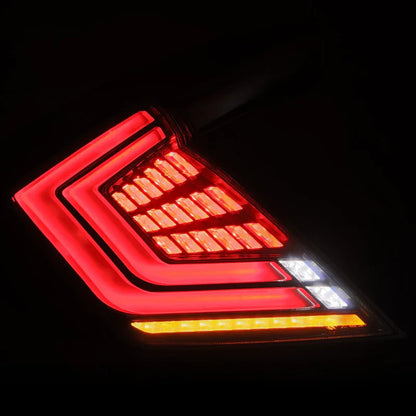 AlphaRex (NOVA-Series) 2016-2021 Honda Civic Hatchback Prismatic LED Tail Lights - Black Smoke