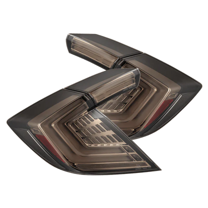 AlphaRex (NOVA-Series) 2016-2021 Honda Civic Hatchback Prismatic LED Tail Lights - Clear Smoke