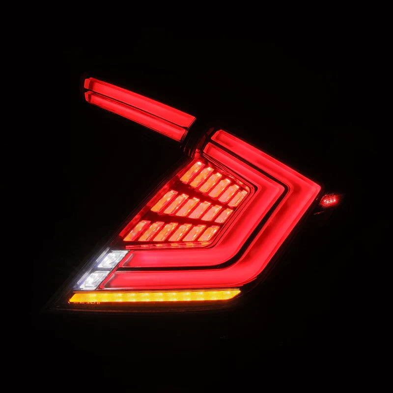 AlphaRex (NOVA-Series) 2016-2021 Honda Civic Hatchback Prismatic LED Tail Lights - Clear Smoke