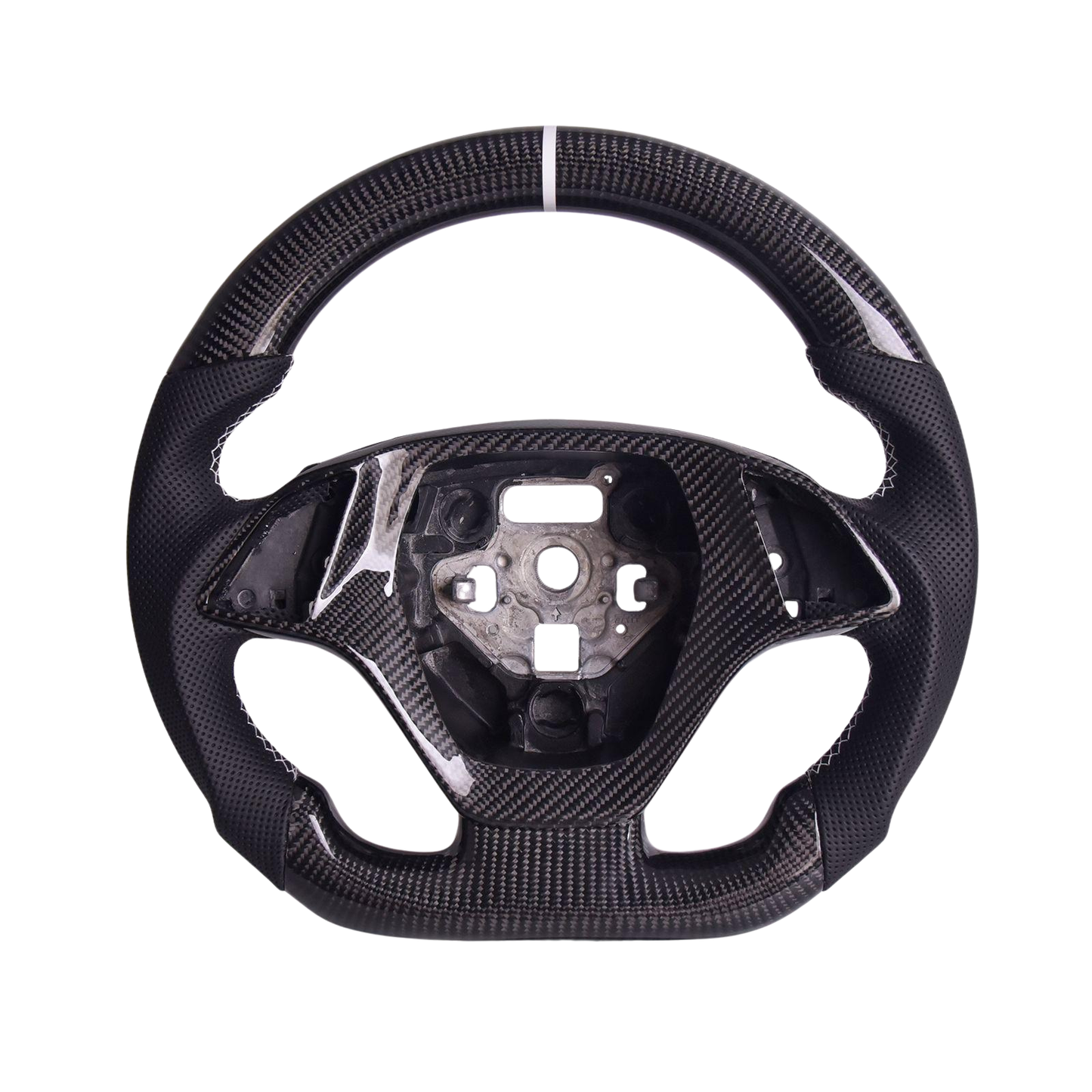 Chevrolet Corvette C7 Black Leather White Stitching Carbon Fiber Steering Wheel